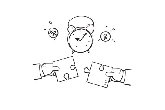 Download Doodle Jigsaw Puzzle Clock and Money - Premium Resources