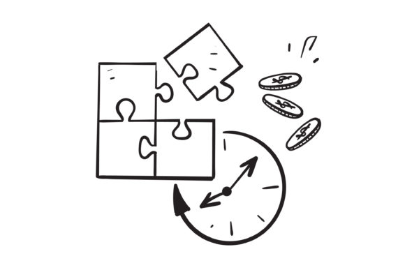 Download Doodle Jigsaw Puzzle Clock and Money - Premium Bundle