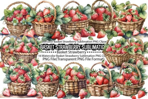 Download Watercolor Basket Strawberry Sublimation - Sublimation Collection