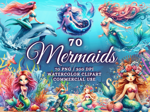 Download Watercolor Mermaids Clipart Mermaid Png - Mermaids Collection