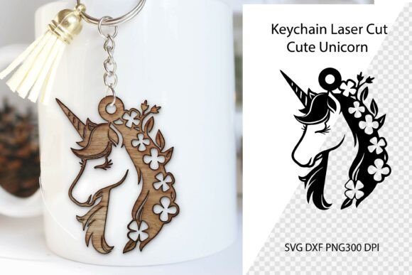 Download Cute Flower Unicorn Laser Cut Keychain. - Laser cut keychain Collection